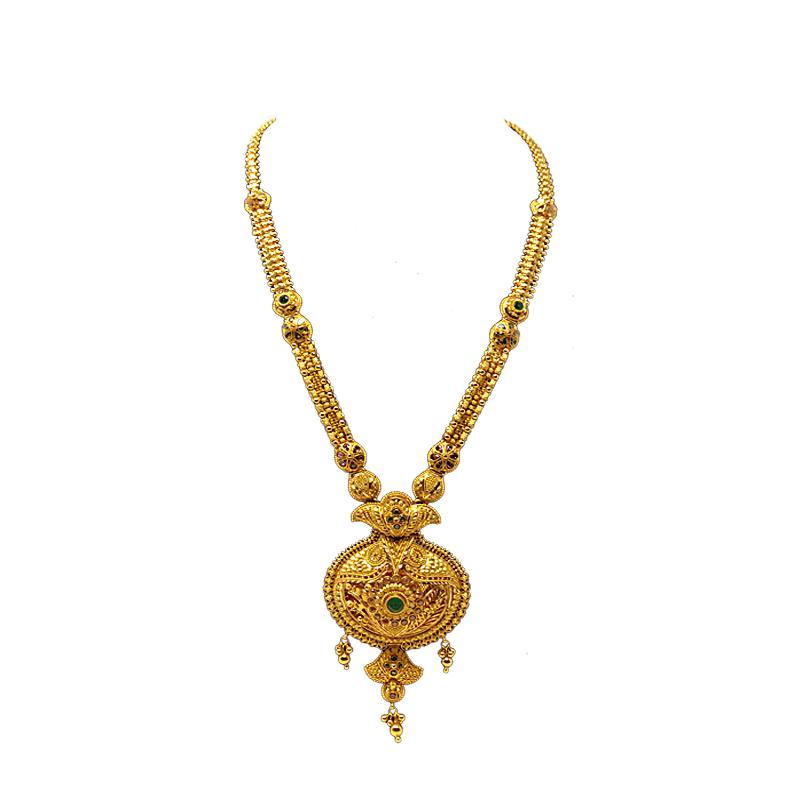 Gold long necklace designs in 50 grams